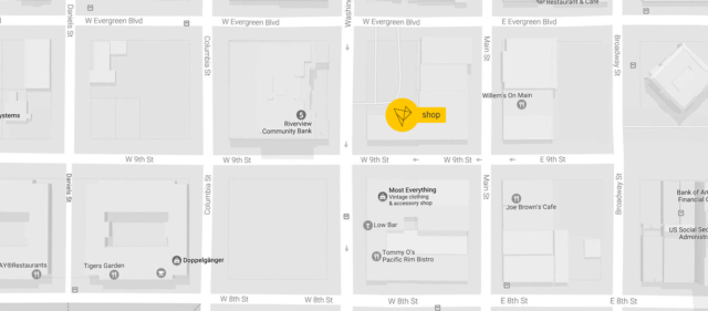 Google map showing location of shop design studio