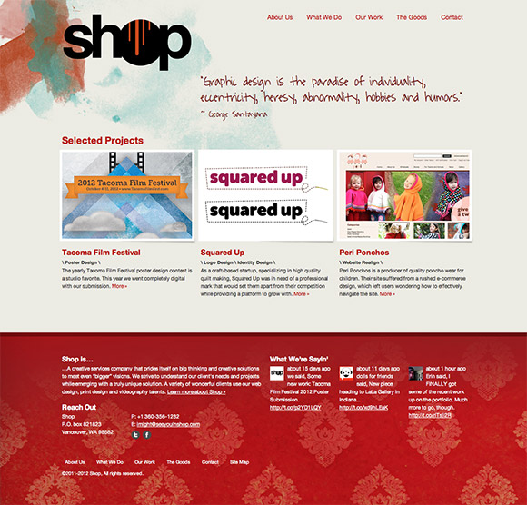 shop's old homepage