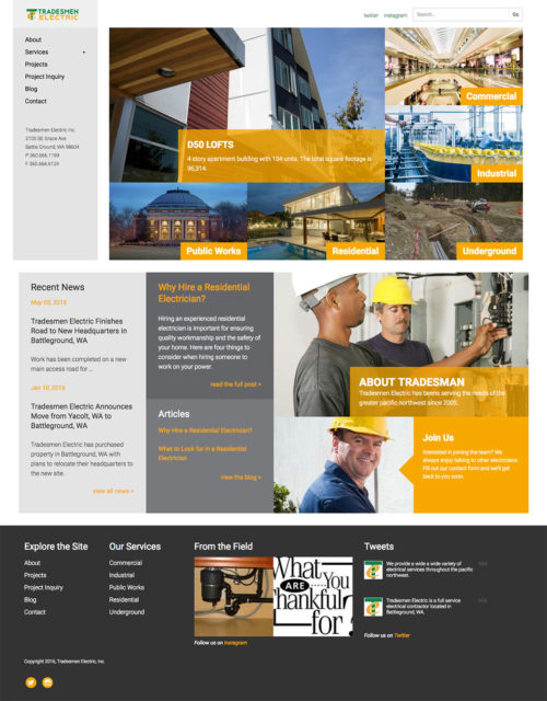 Tradesmen Electric home page