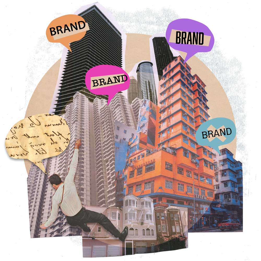 Collage city scape about branding