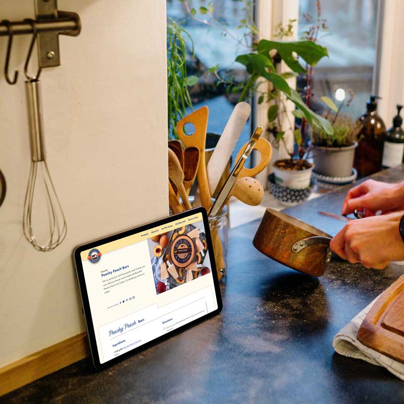 Blue Bell website on iPad in kitchen
