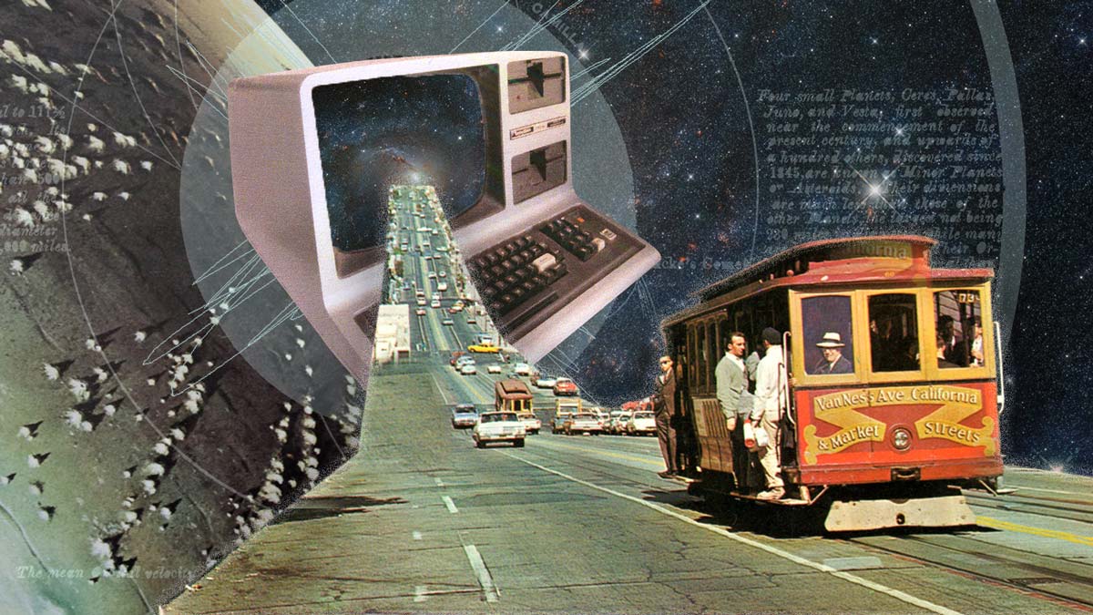 space collage depicting website traffic
