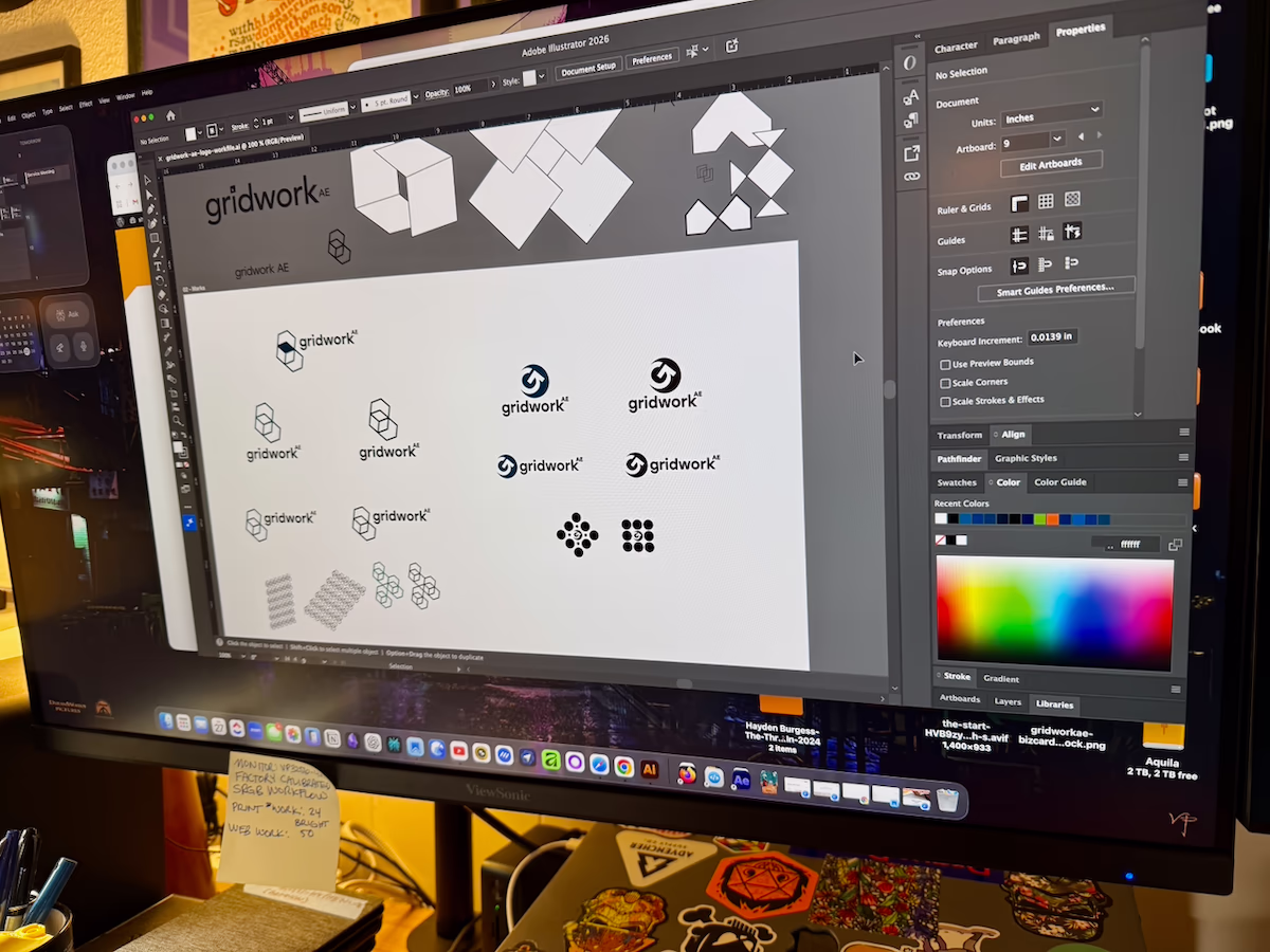 Logo file open on computer - a work in progress